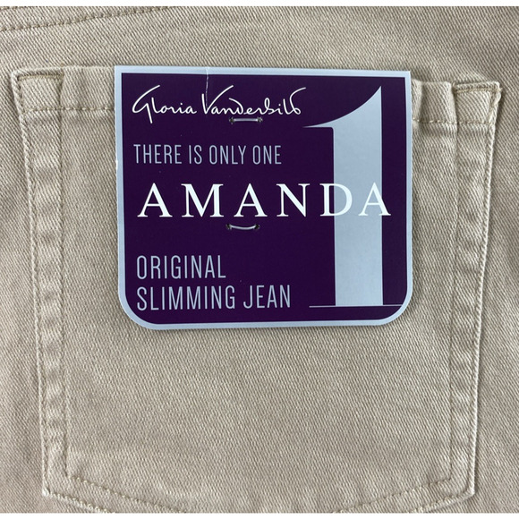 Gloria Vanderbilt Amanda Jeans Women Size 18 Tan Denim Tapered Leg High Rise Mom - Picture 3 of 14
